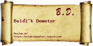 Belák Demeter névjegykártya